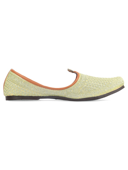 DESI COLOUR Mens Gold Ethnic Footwear/Punjabi Jutti