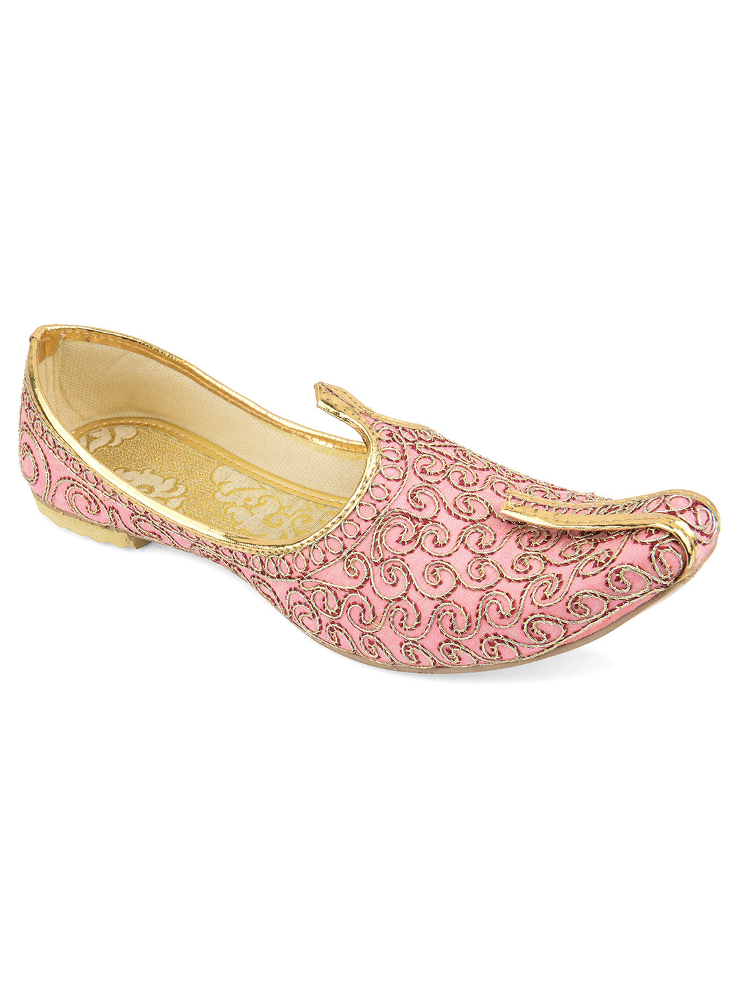 DESI COLOUR Mens Pink Ethnic Footwear/Punjabi Jutti