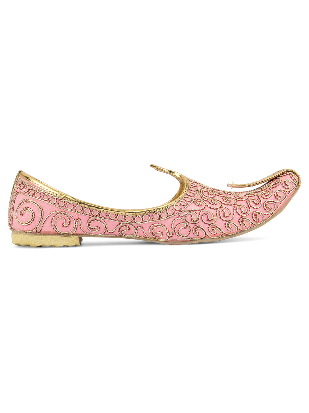 DESI COLOUR Mens Pink Ethnic Footwear/Punjabi Jutti