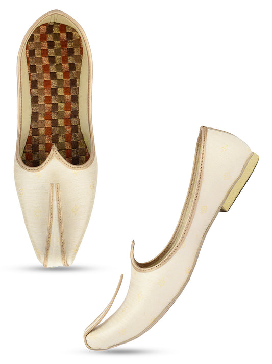 DESI COLOUR Mens Off White Ethnic Footwear/Punjabi Jutti