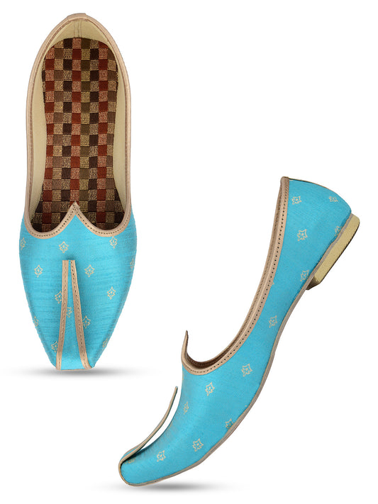 DESI COLOUR Mens Blue Ethnic Footwear/Punjabi Jutti