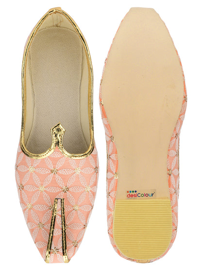 DESI COLOUR Mens Gold Ethnic Footwear/Punjabi Jutti
