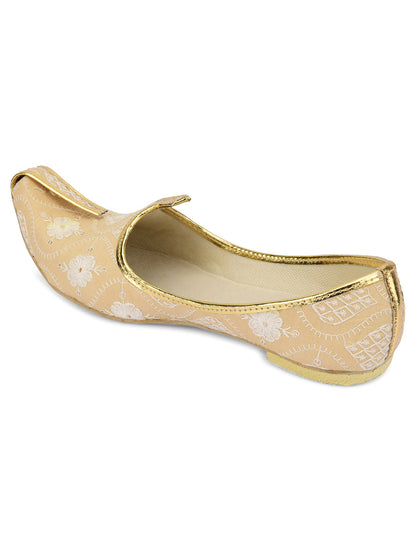 DESI COLOUR Mens Gold Ethnic Footwear/Punjabi Jutti
