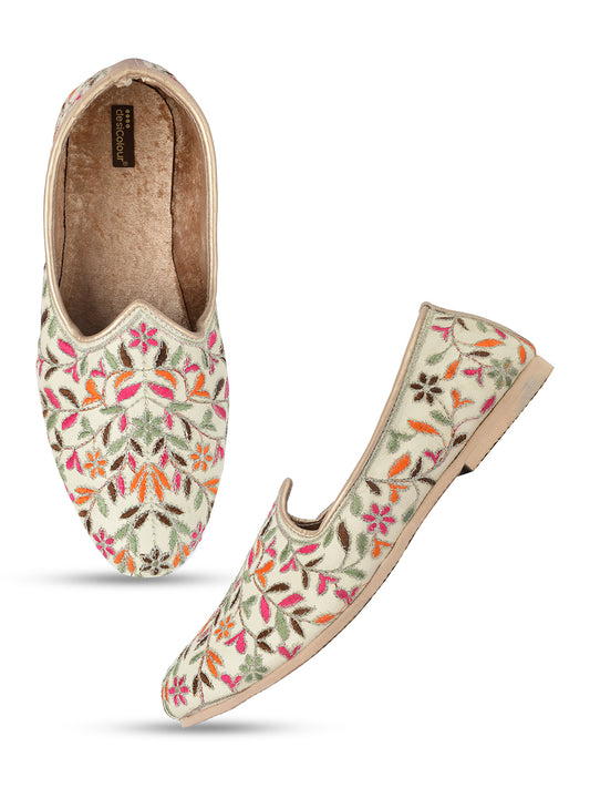 DESI COLOUR Mens Gold Ethnic Footwear/Punjabi Jutti