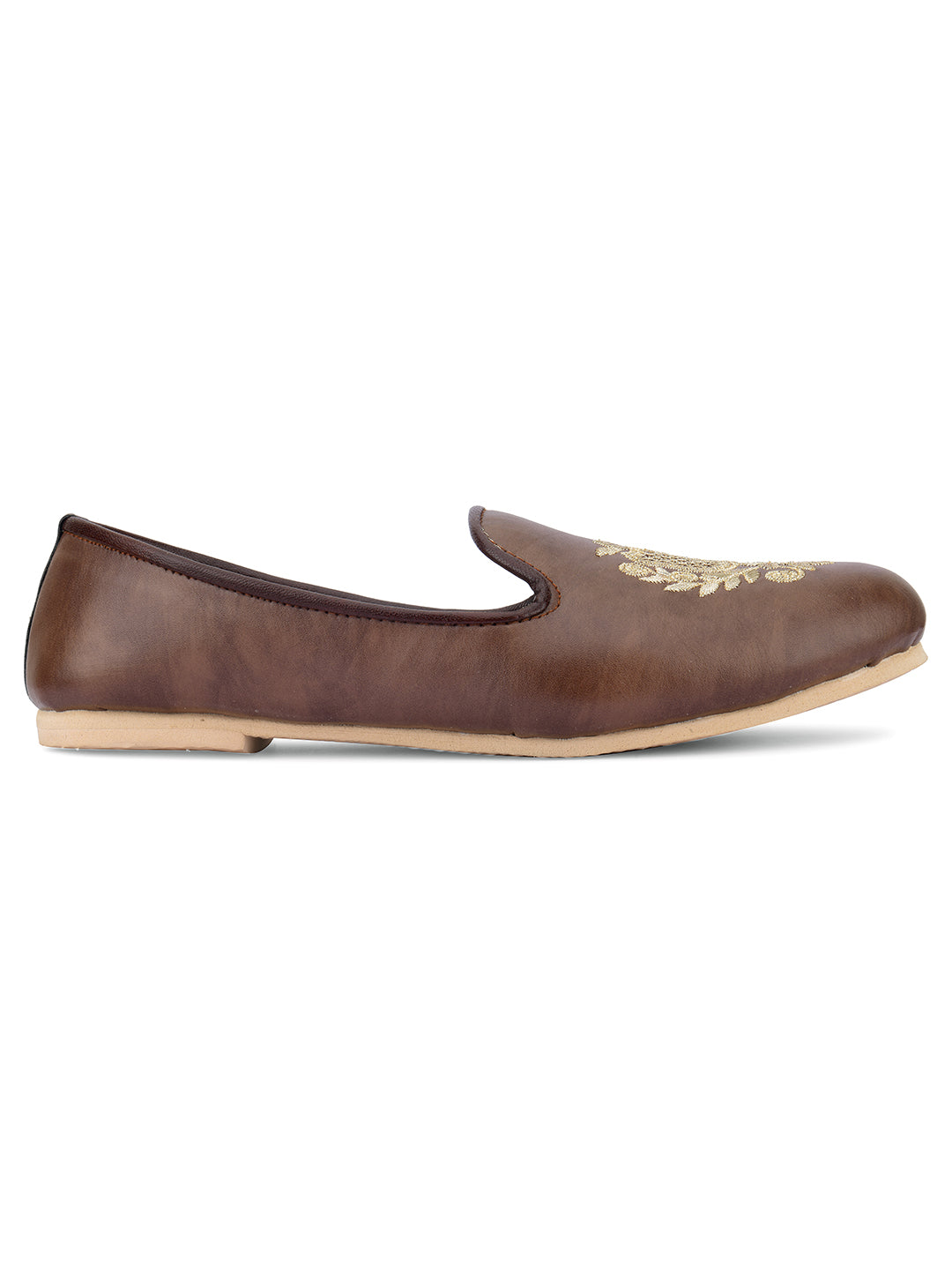 DESI COLOUR Mens Gold Ethnic Footwear/Punjabi Jutti