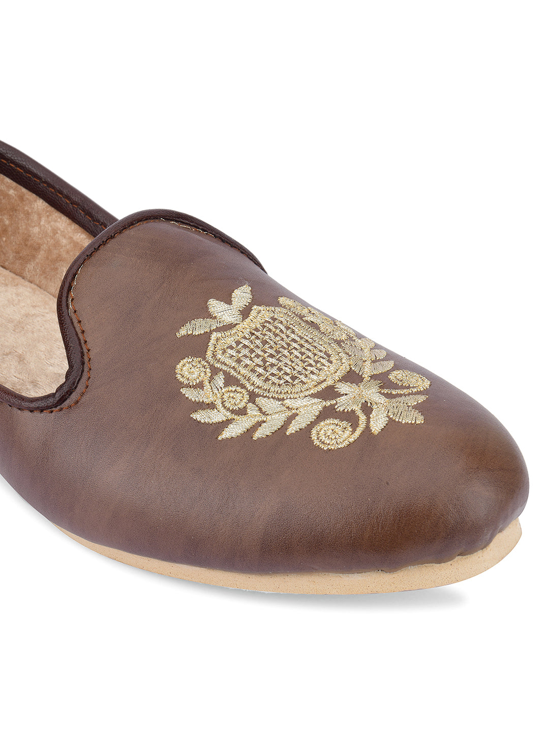 DESI COLOUR Mens Gold Ethnic Footwear/Punjabi Jutti