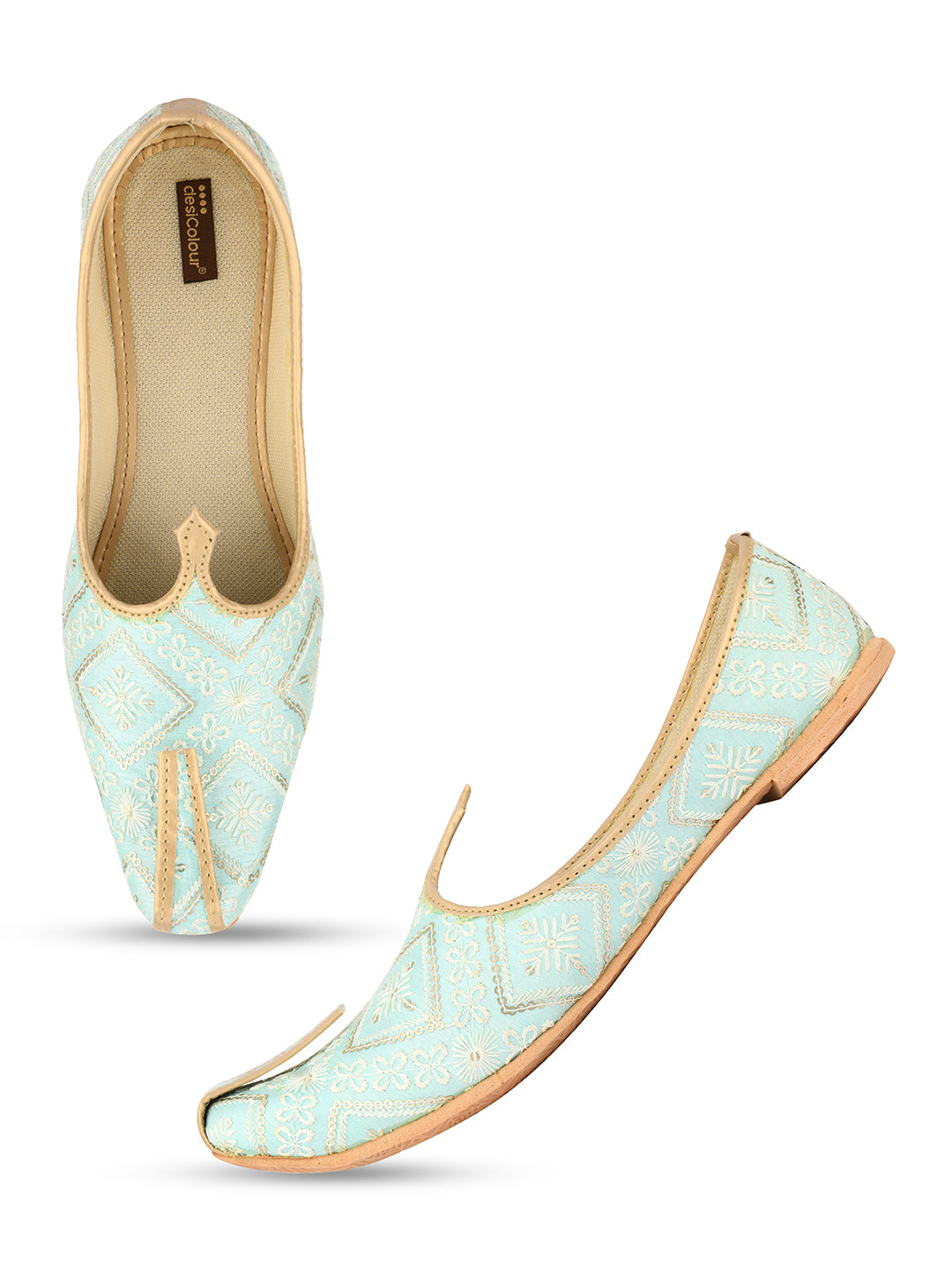 DESI COLOUR Mens Gold Ethnic Footwear/Punjabi Jutti