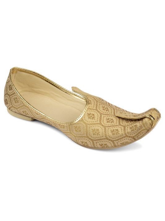 DESI COLOUR Mens Gold Ethnic Footwear/Punjabi Jutti