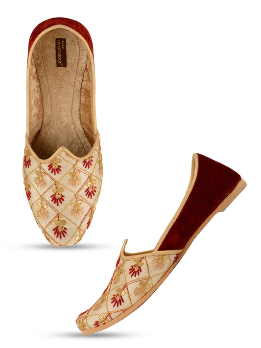 DESI COLOUR Mens Gold Ethnic Footwear/Punjabi Jutti