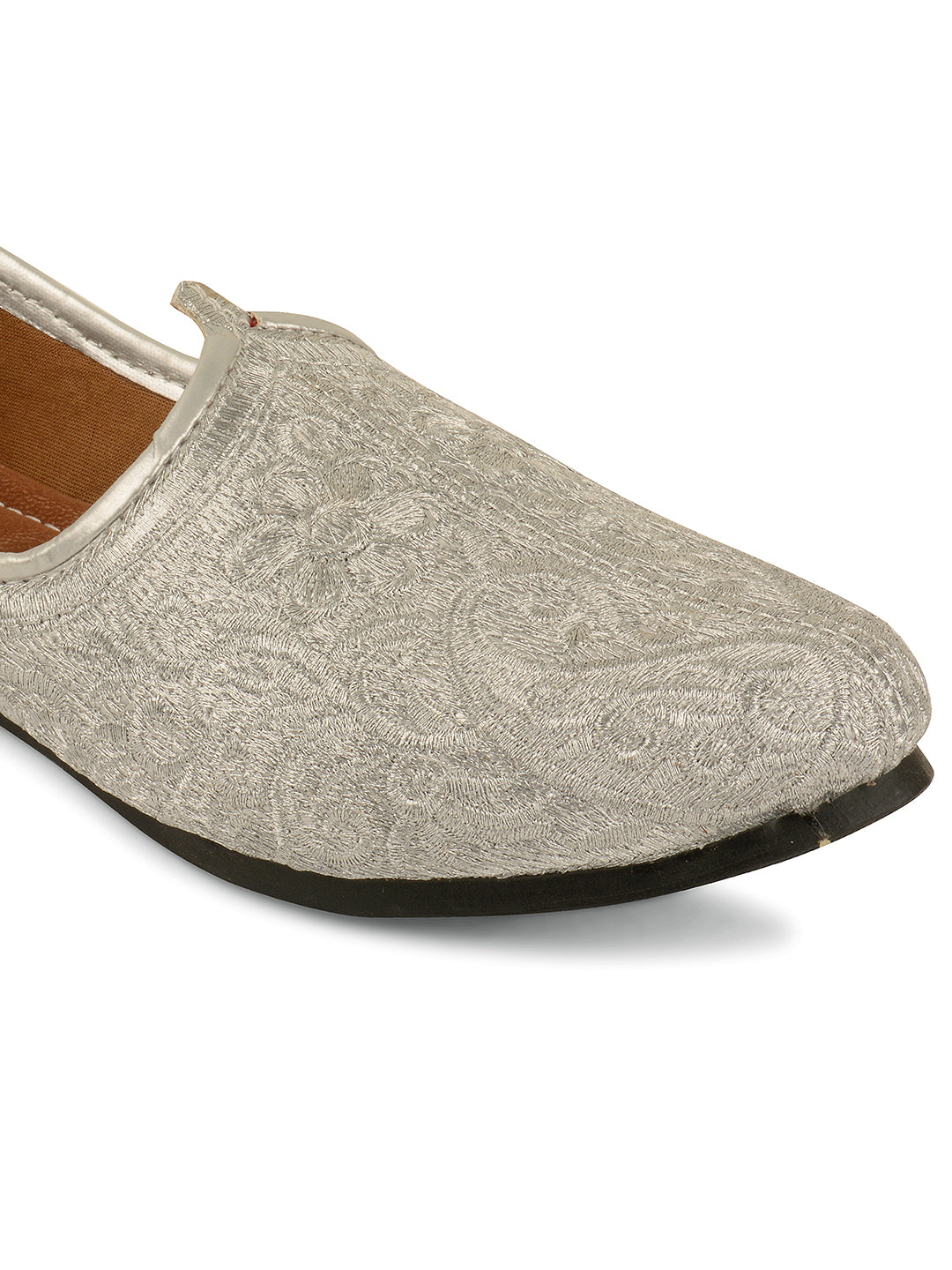 DESI COLOUR Mens Silver Ethnic Footwear/Punjabi Jutti