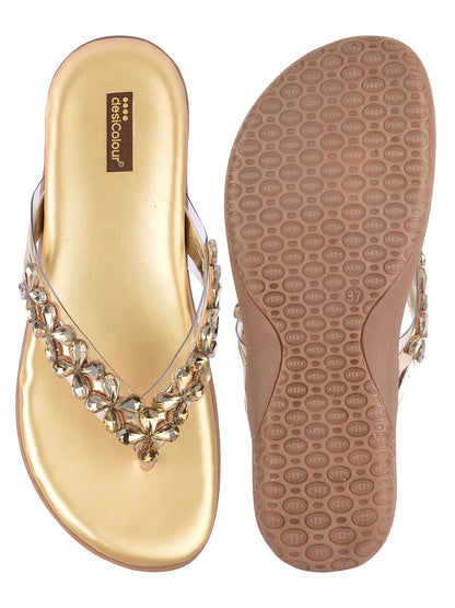 DESI COLOUR Women Gold Ethnic Punjabi Jutti