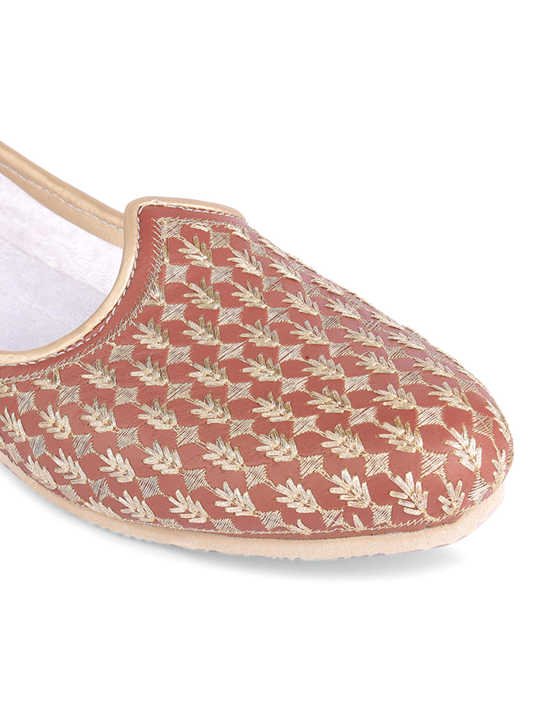 DESI COLOUR Mens Gold Ethnic Footwear/Punjabi Jutti