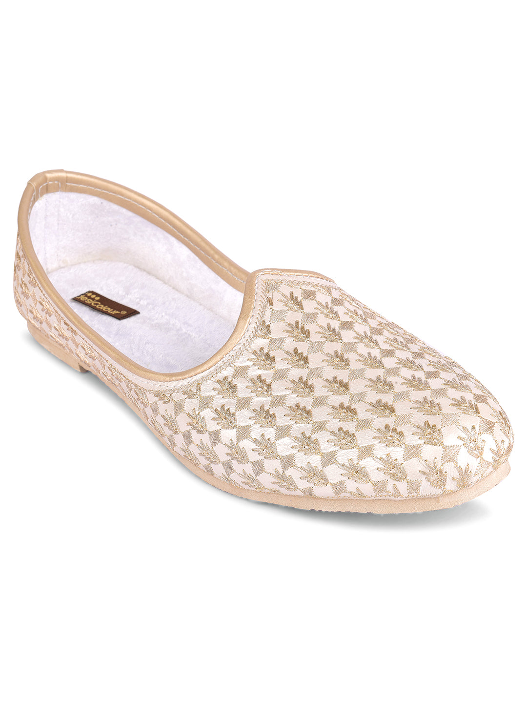 DESI COLOUR Mens Gold Ethnic Footwear/Punjabi Jutti