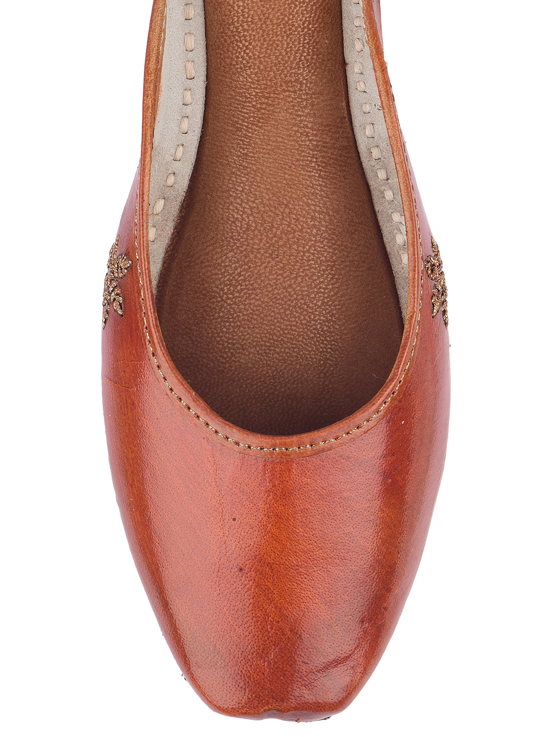 DESI COLOUR Women Dark Brown Elegant Leather Ethnic Mules