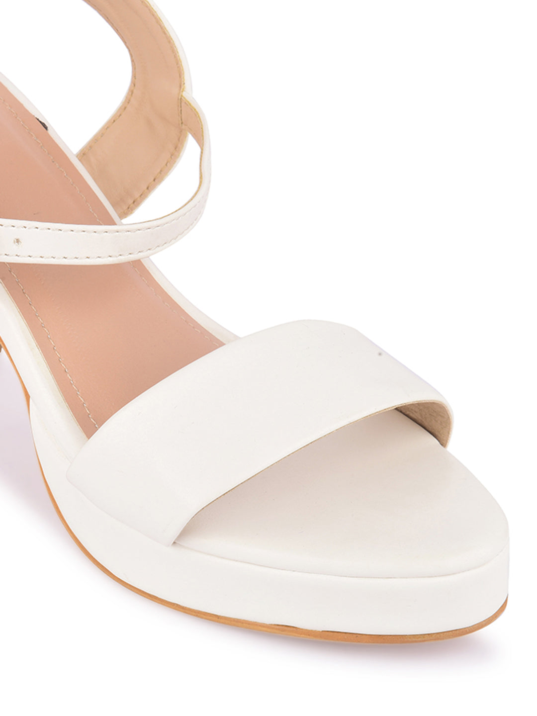 DESI COLOUR Women White High Heels Sandals