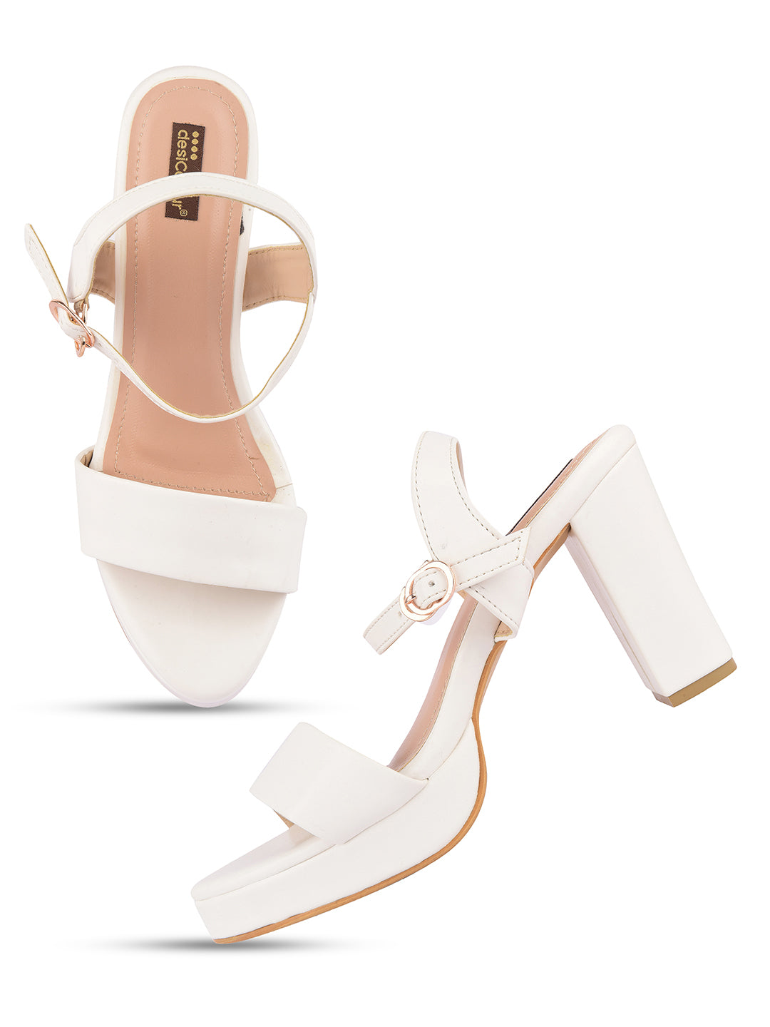 Design Heel Wala Sandal Ka Photo DESI COLOUR Women White High