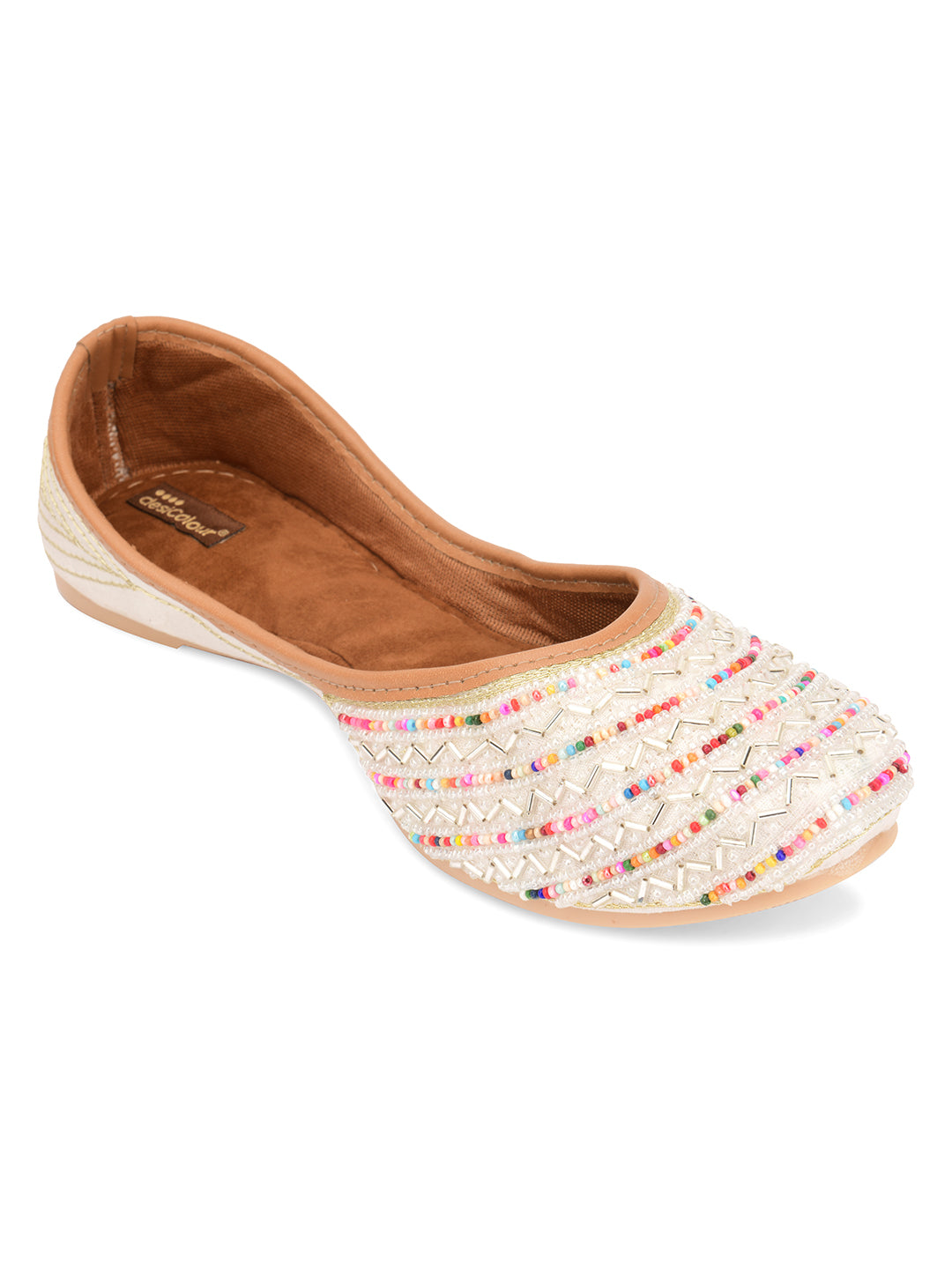 DESI COLOUR Women White Ethnic Punjabi Jutti