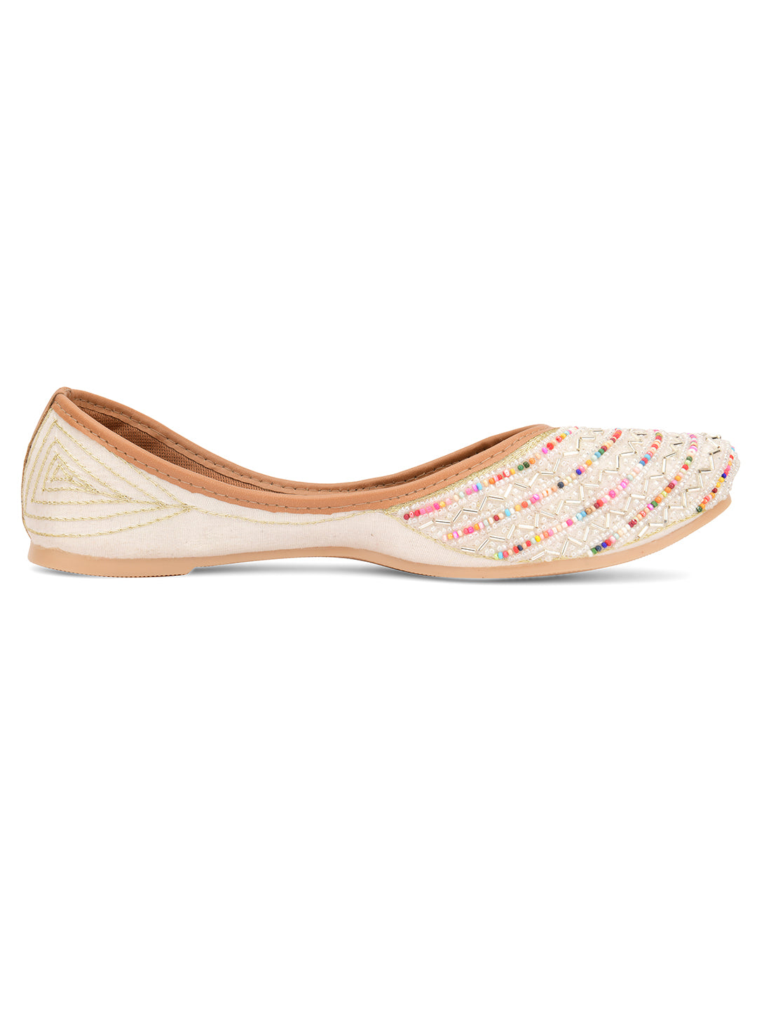 DESI COLOUR Women White Ethnic Punjabi Jutti