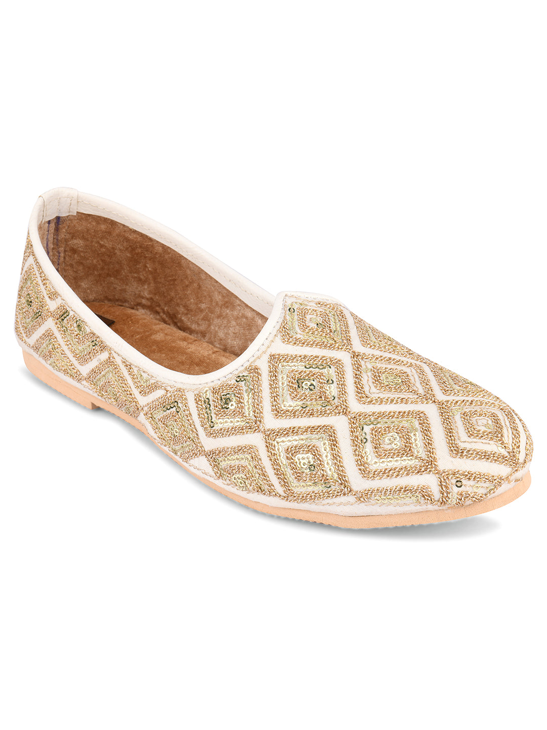 DESI COLOUR Mens Gold Ethnic Footwear/Punjabi Jutti