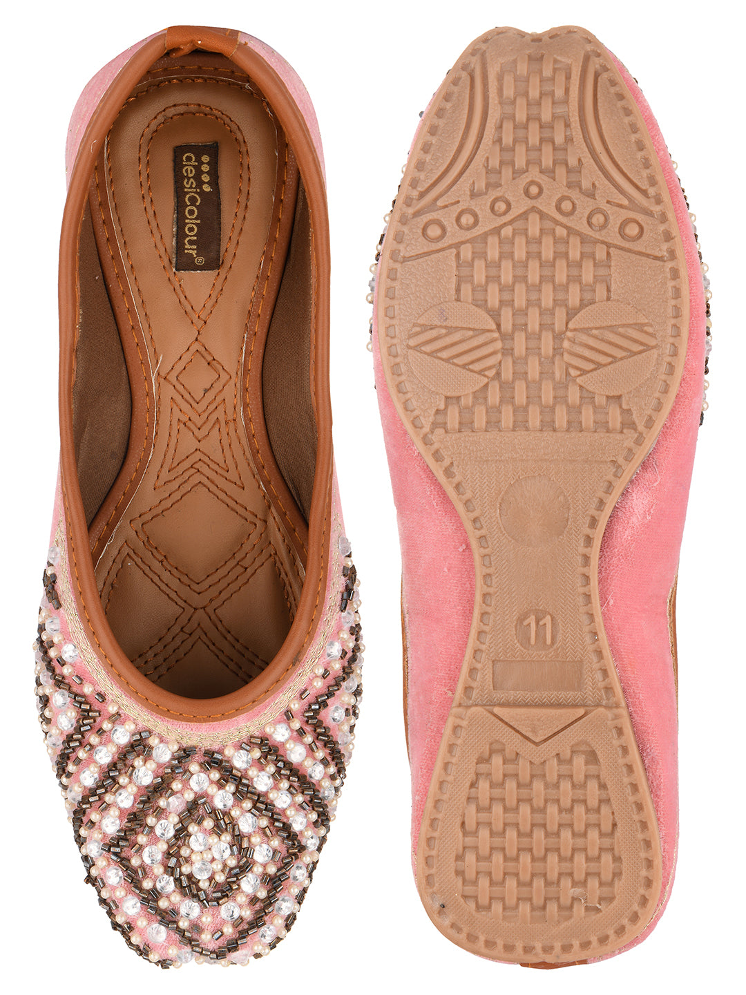 DESI COLOUR Women Pink Ethnic Punjabi Jutti