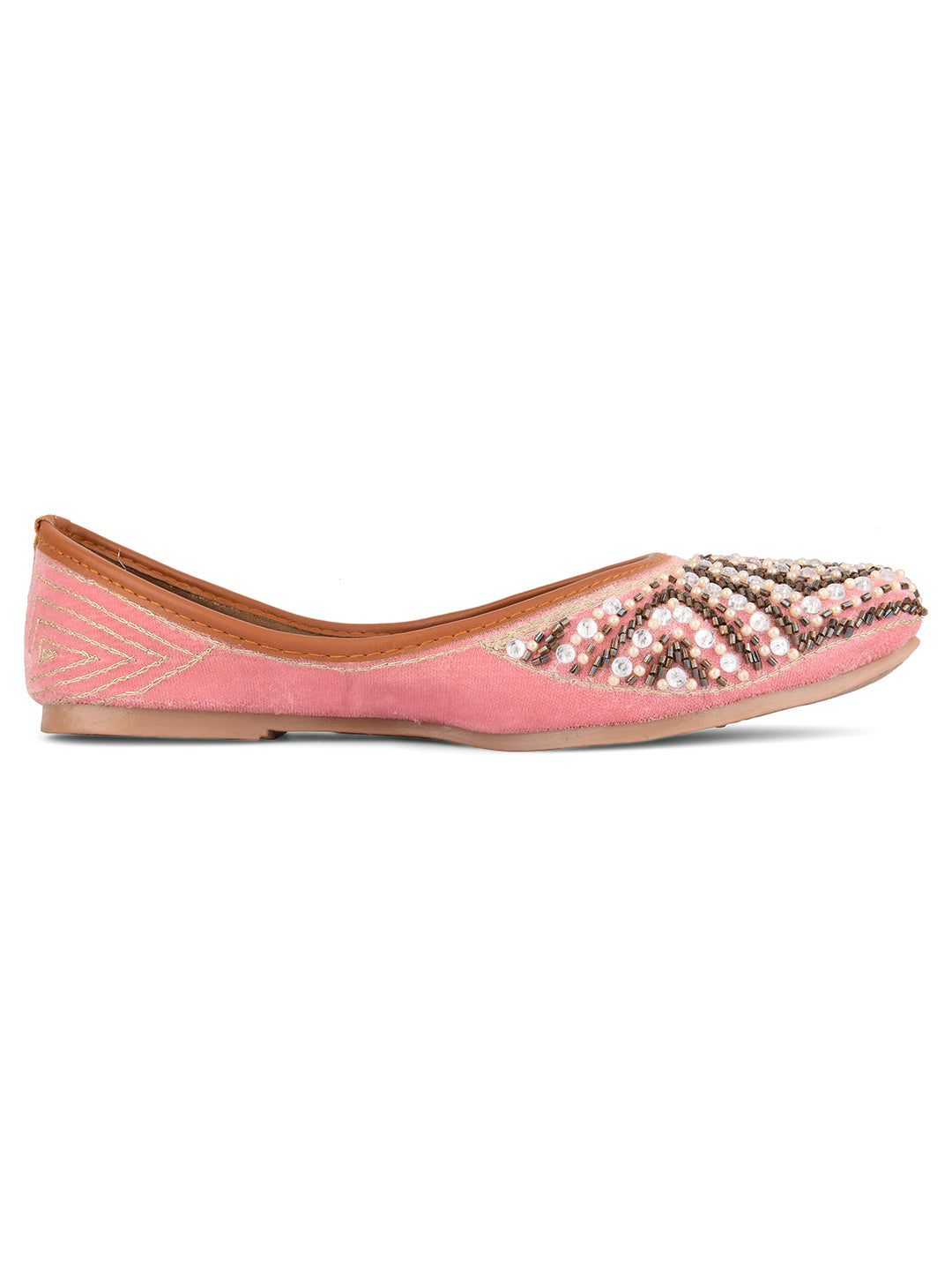 DESI COLOUR Women Pink Ethnic Punjabi Jutti