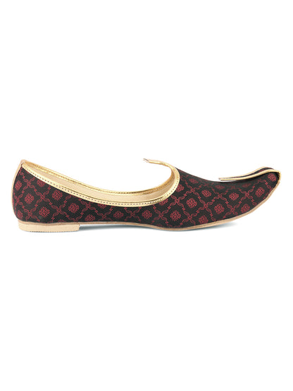 DESI COLOUR Mens Black Ethnic Footwear/Punjabi Jutti