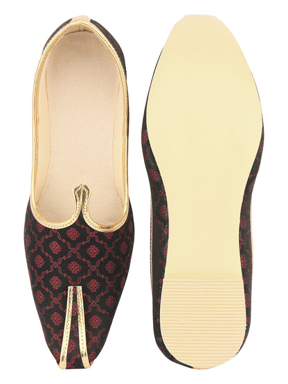 DESI COLOUR Mens Black Ethnic Footwear/Punjabi Jutti