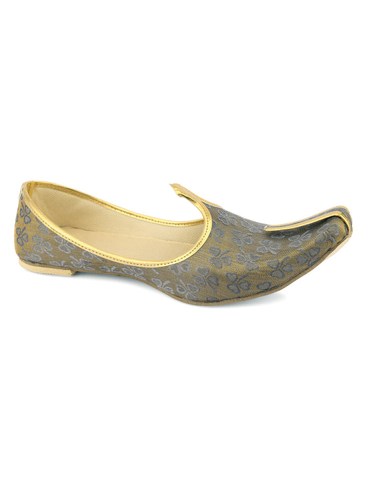 DESI COLOUR Mens Gold Ethnic Footwear/Punjabi Jutti