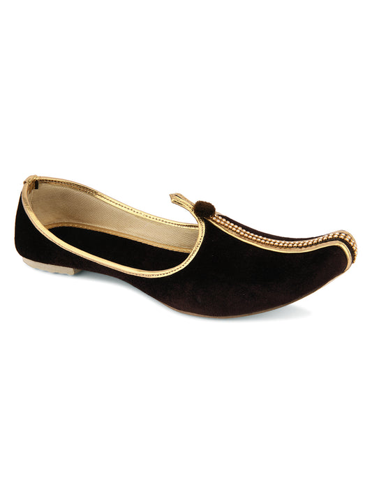 DESI COLOUR Mens Gold Ethnic Footwear/Punjabi Jutti