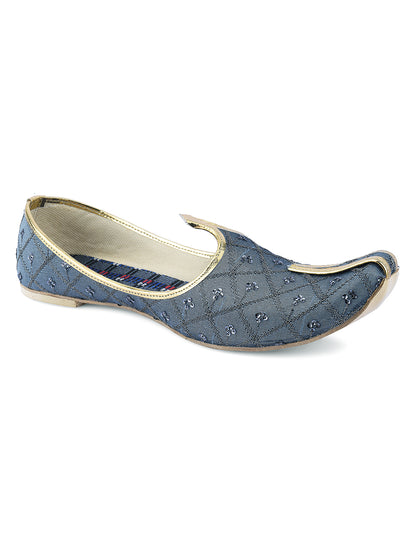 DESI COLOUR Mens Grey Ethnic Footwear/Punjabi Jutti