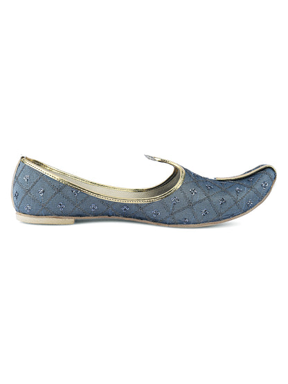 DESI COLOUR Mens Grey Ethnic Footwear/Punjabi Jutti