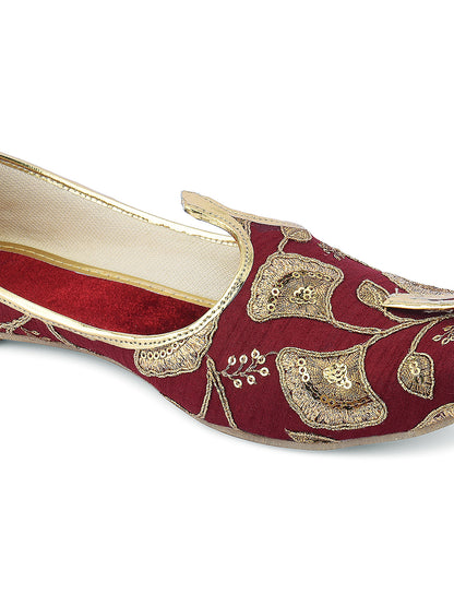 DESI COLOUR Mens Maroon Ethnic Footwear/Punjabi Jutti