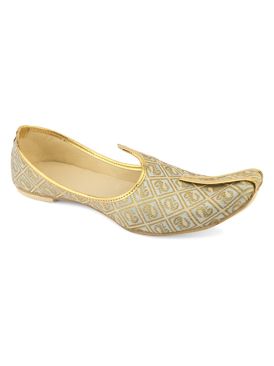 DESI COLOUR Mens Gold Ethnic Footwear/Punjabi Jutti