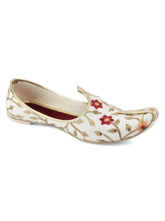 DESI COLOUR Mens White Ethnic Footwear/Punjabi Jutti