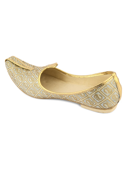 DESI COLOUR Mens Gold Ethnic Footwear/Punjabi Jutti