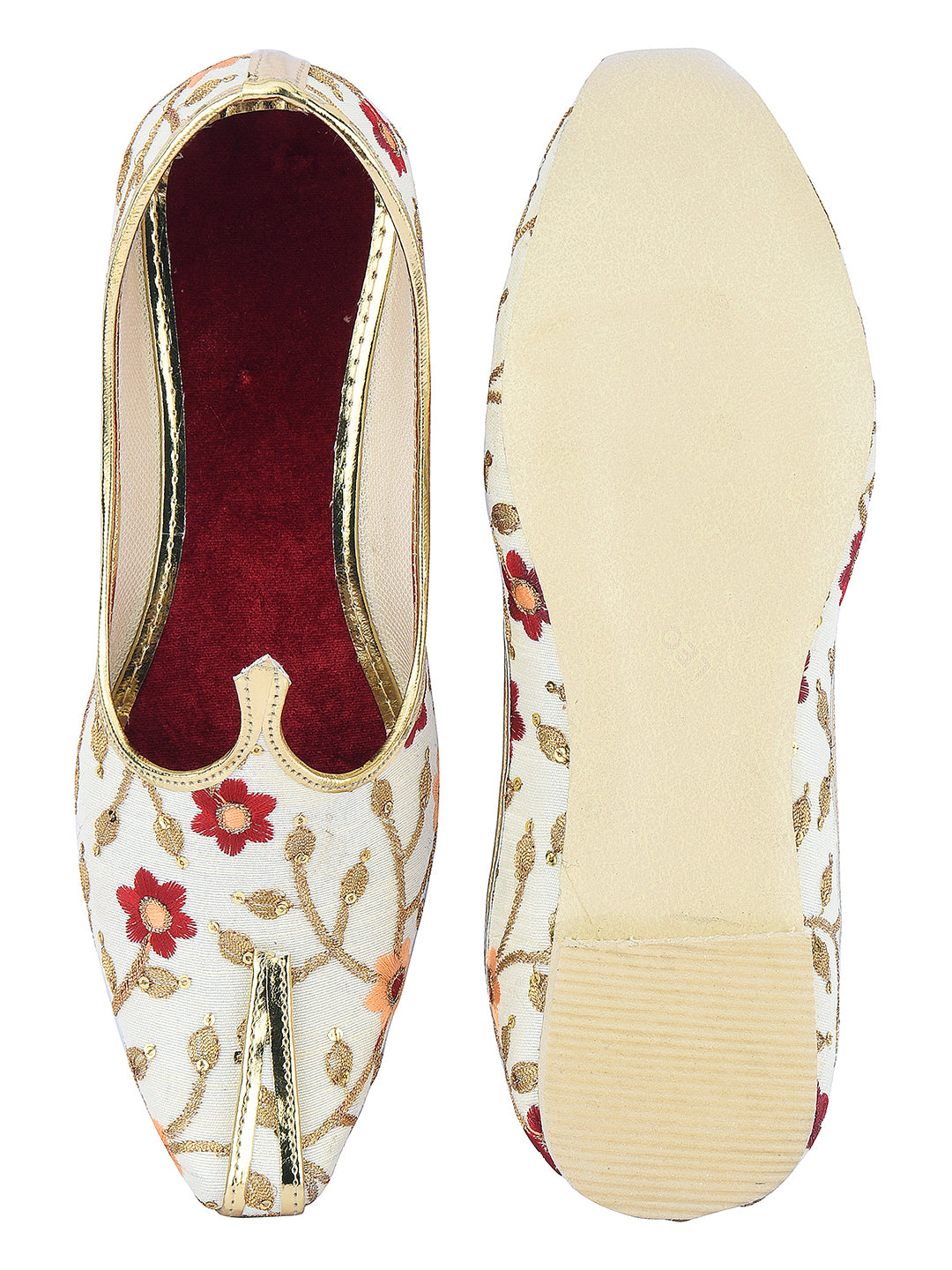 DESI COLOUR Mens White Ethnic Footwear/Punjabi Jutti