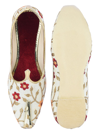 DESI COLOUR Mens White Ethnic Footwear/Punjabi Jutti