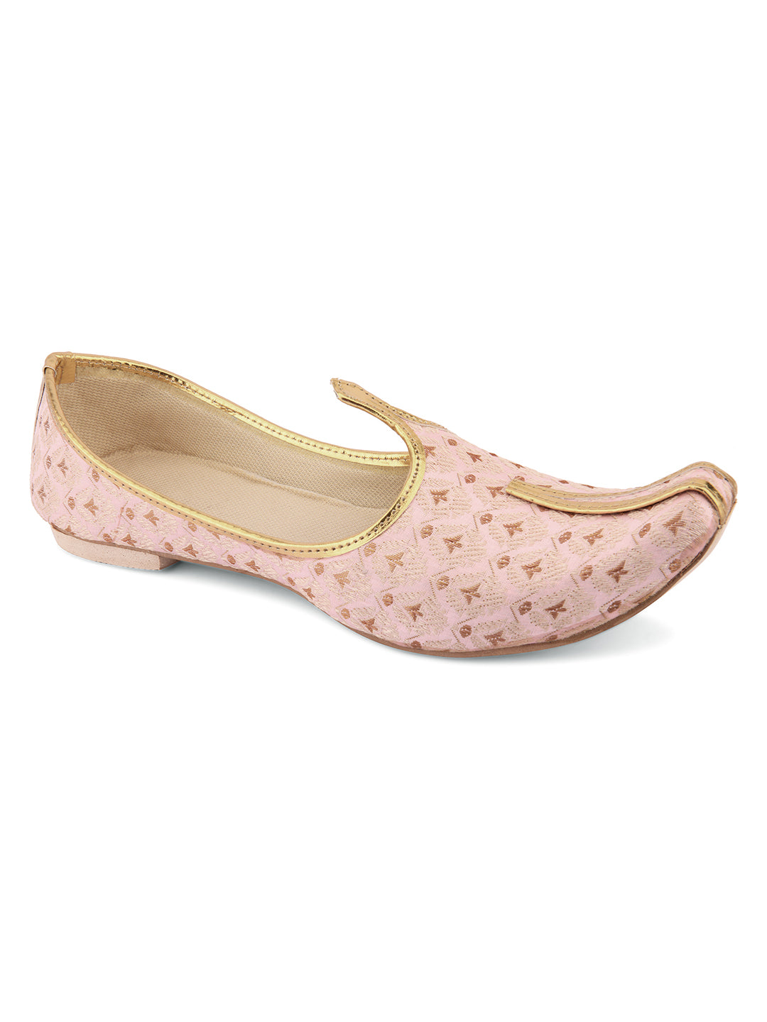 DESI COLOUR Mens Gold Ethnic Footwear/Punjabi Jutti