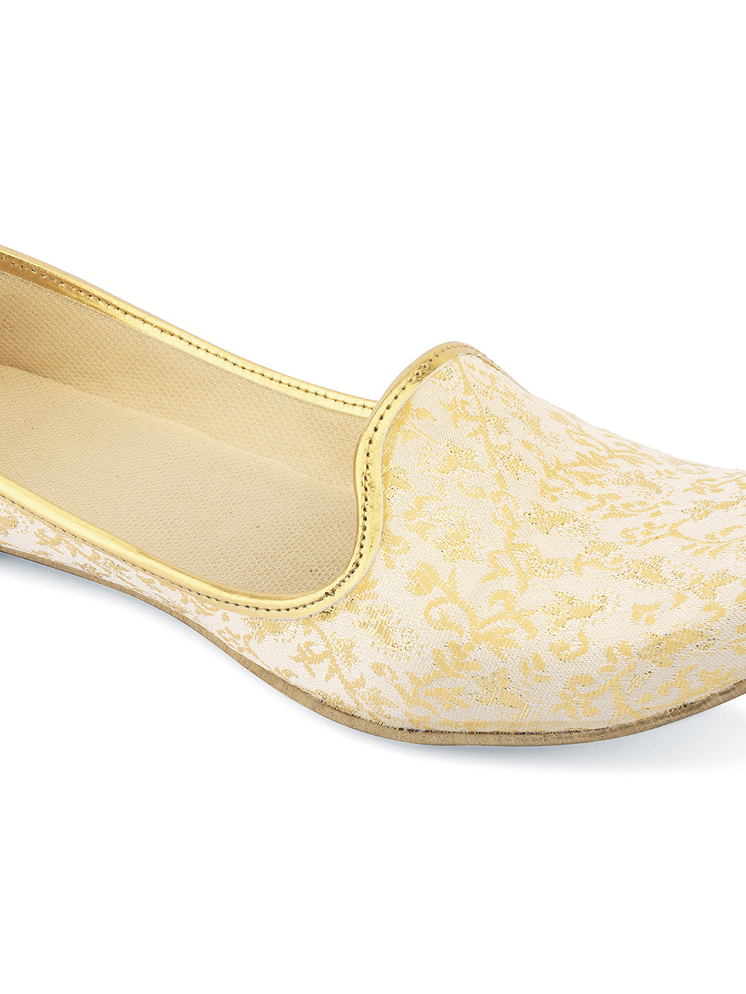 DESI COLOUR Mens Gold Ethnic Footwear/Punjabi Jutti