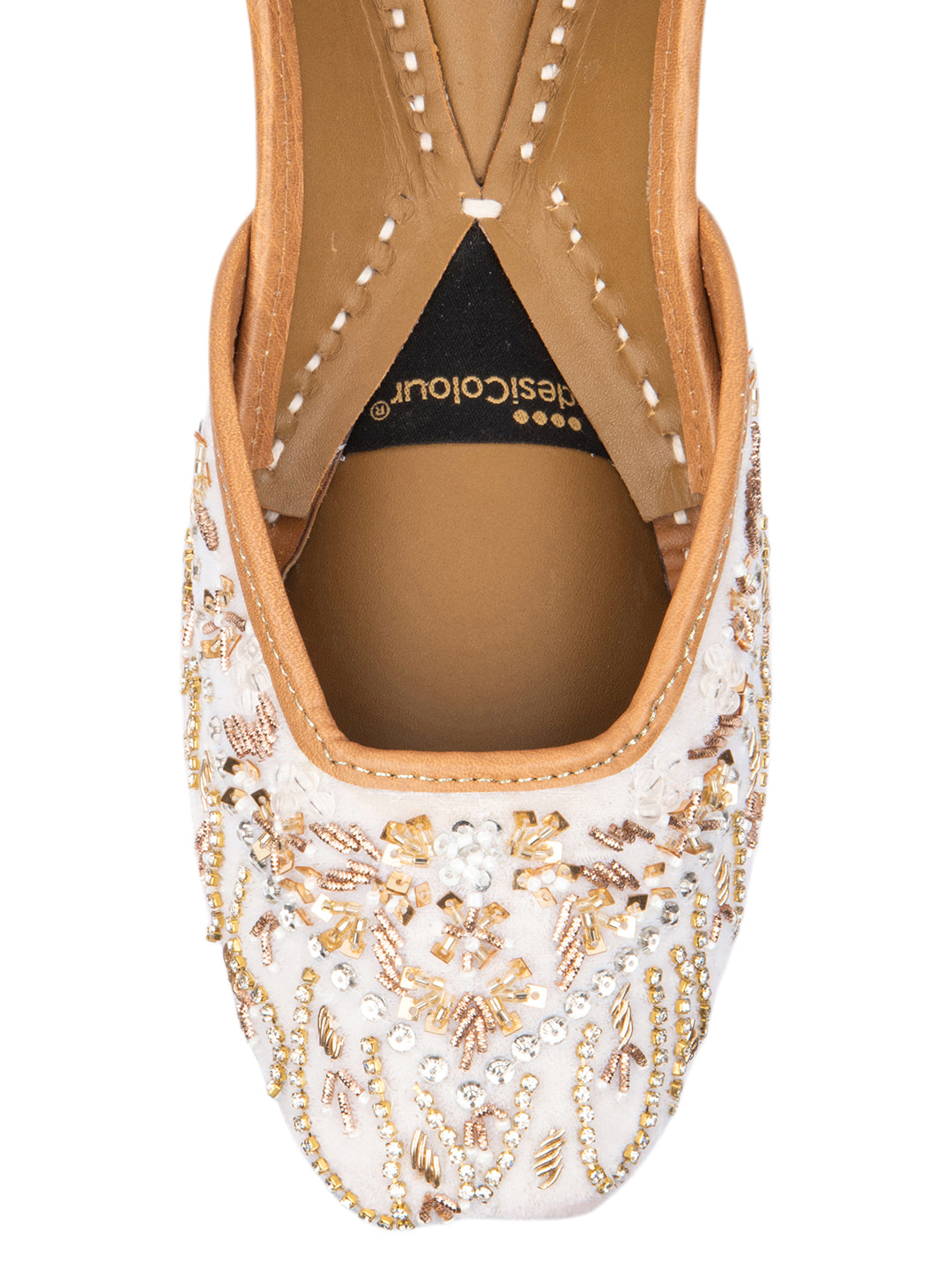 White Velvet Dabka Mojari