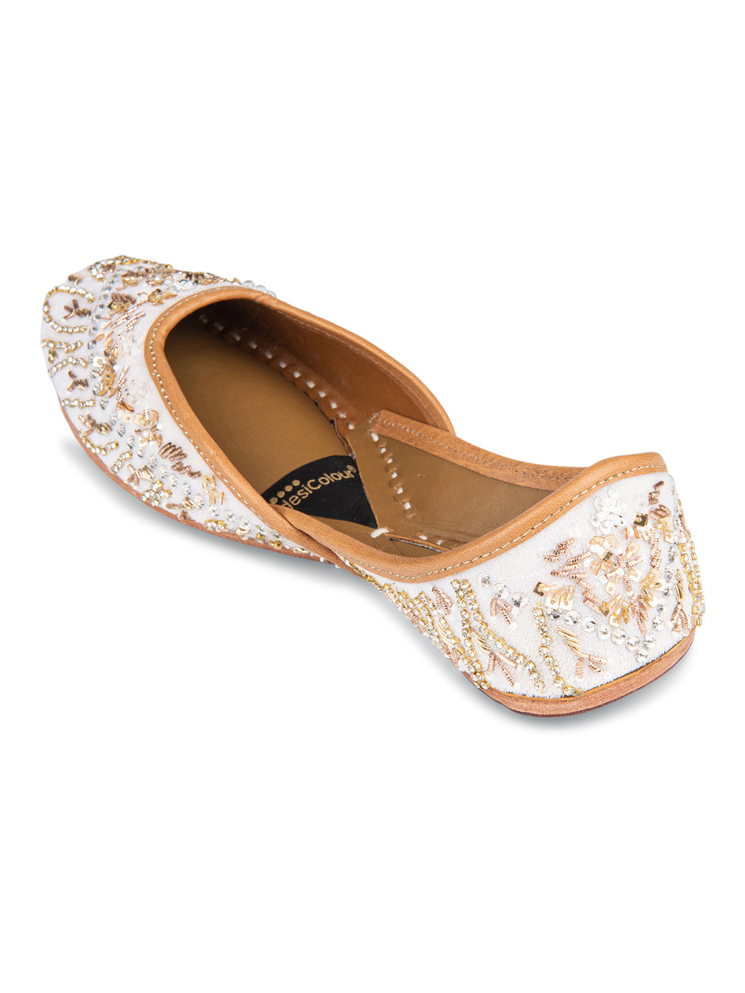 White Velvet Dabka Mojari
