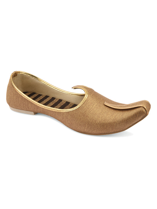 DESI COLOUR Mens Gold Ethnic Footwear/Punjabi Jutti