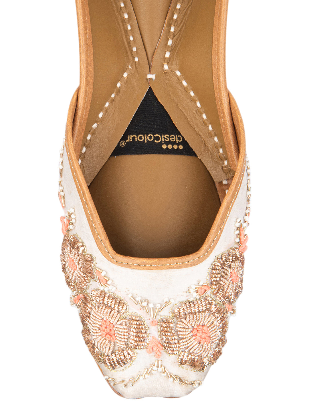 White Flower Dabka Mojari