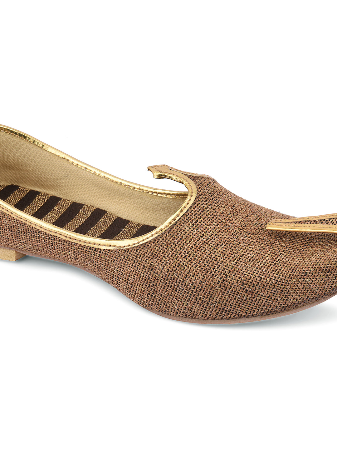 DESI COLOUR Mens Gold Ethnic Footwear/Punjabi Jutti