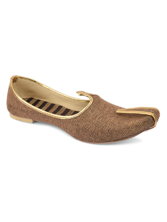 DESI COLOUR Mens Gold Ethnic Footwear/Punjabi Jutti