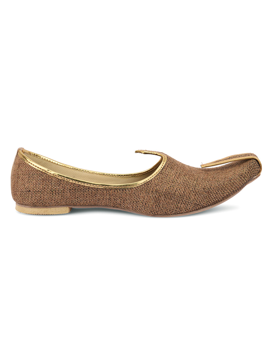 DESI COLOUR Mens Gold Ethnic Footwear/Punjabi Jutti