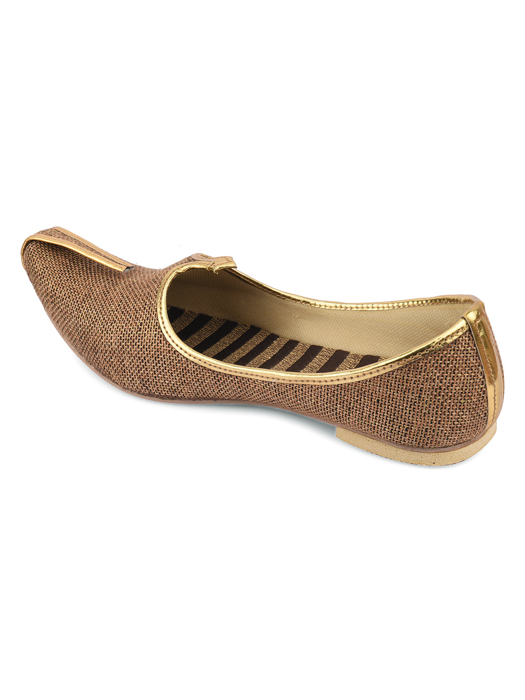 DESI COLOUR Mens Gold Ethnic Footwear/Punjabi Jutti
