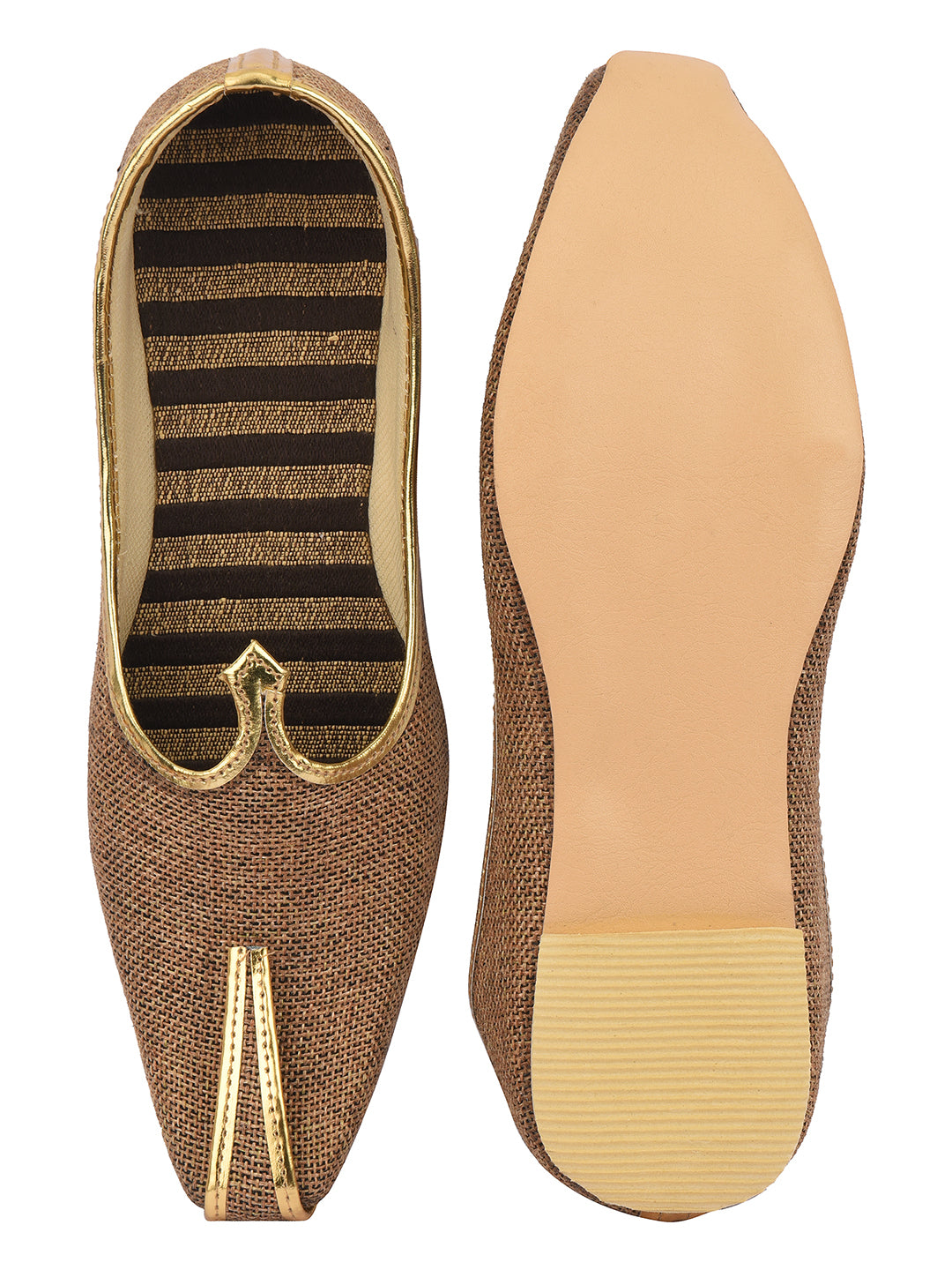 DESI COLOUR Mens Gold Ethnic Footwear/Punjabi Jutti