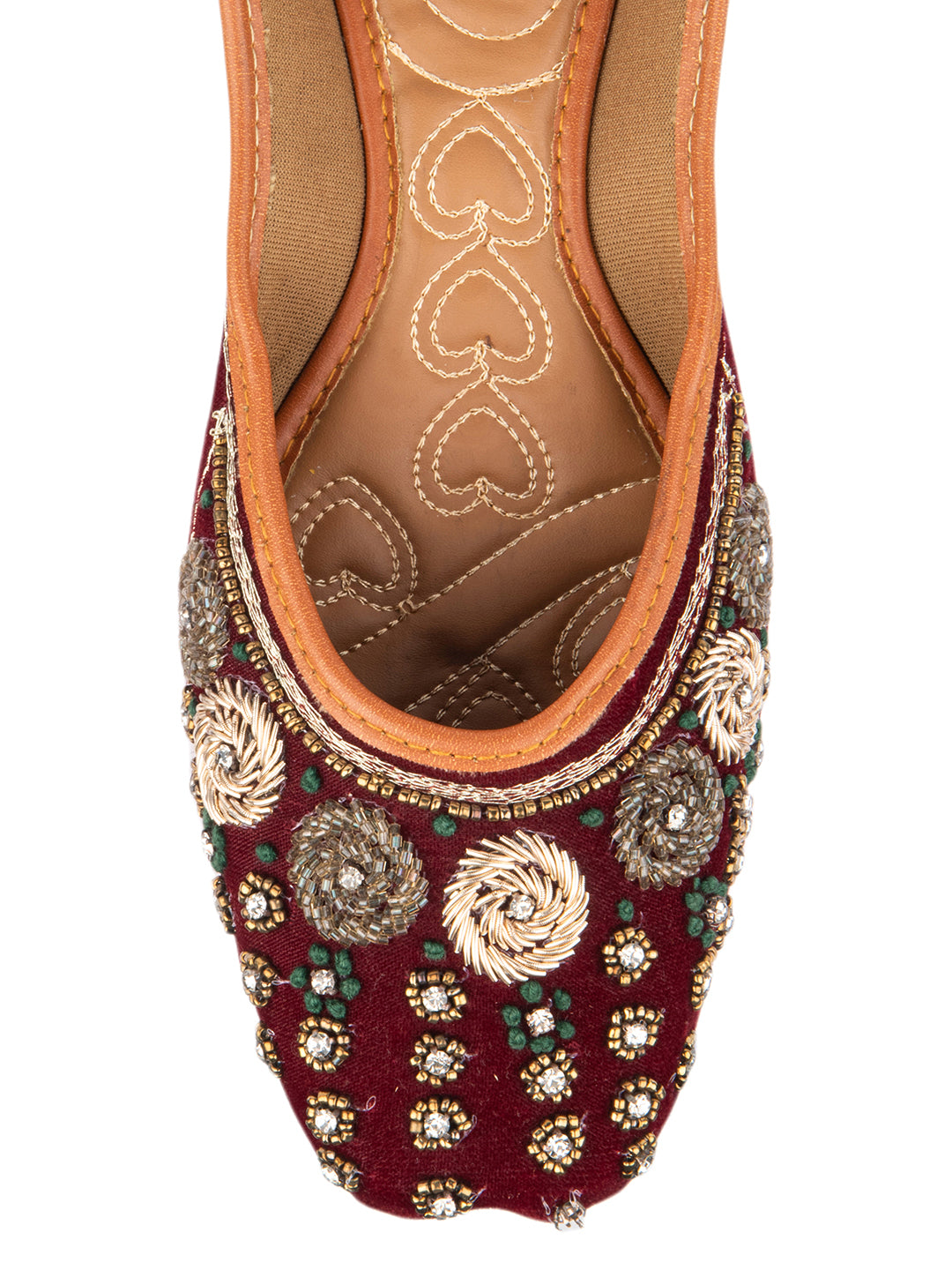 Maroon Dabka work Mojari