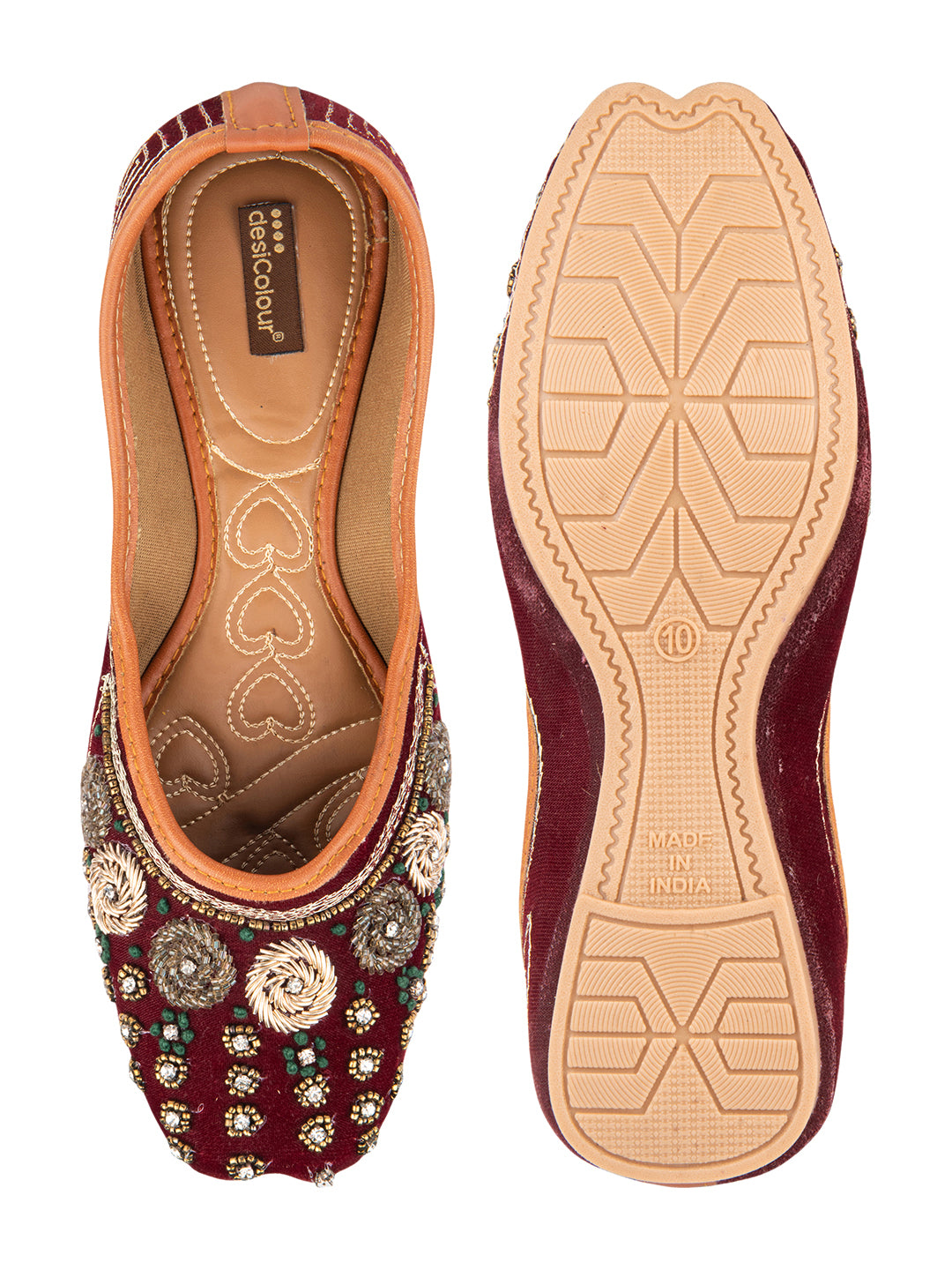Maroon Dabka work Mojari